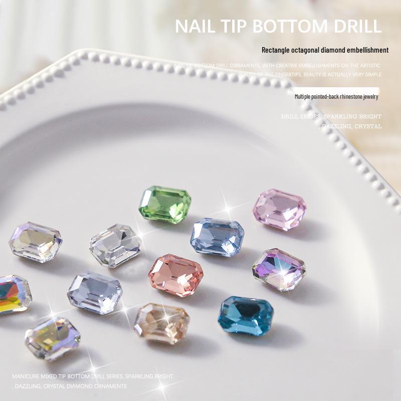 

Moonlight Nail Art Diamond Decorations - 10 Pieces: Rectangle, Octagon, Square, Pointed Bottom Designs
