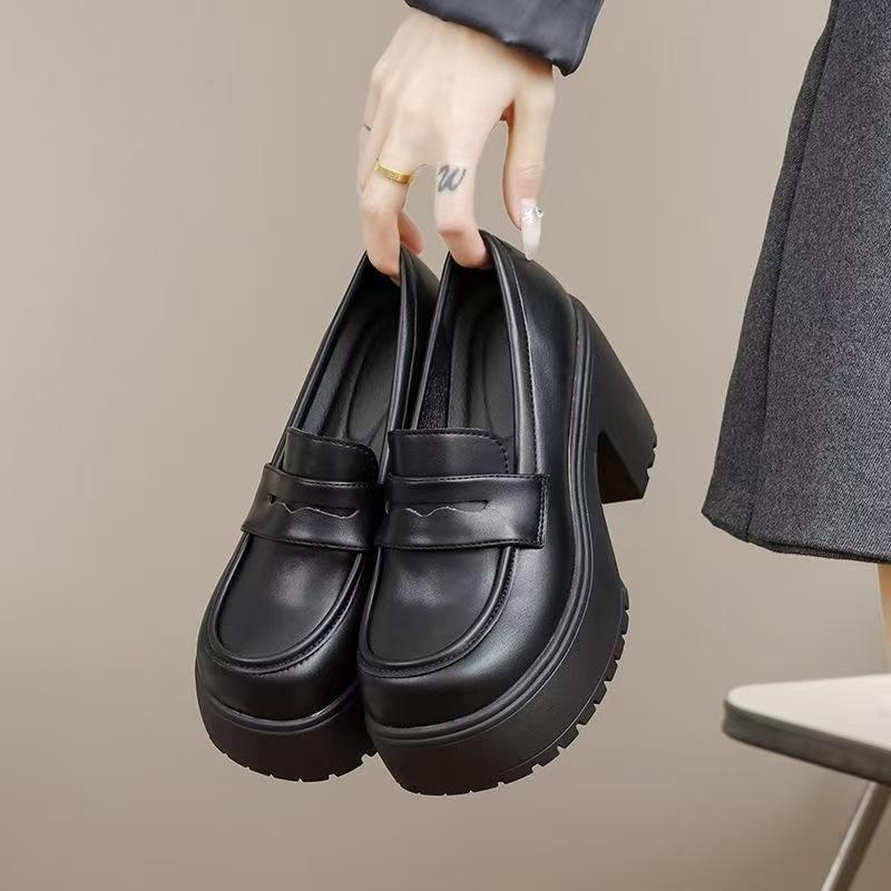 Platform British leather shoes New autumn Spice Girl platform uniform single shoes thick and high