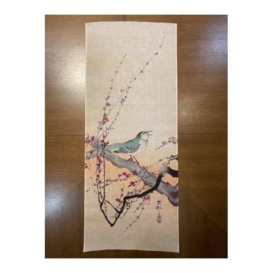 Ukiyo-e Tenugui: Plum Blossoms and Nightingale by Ohara Koson