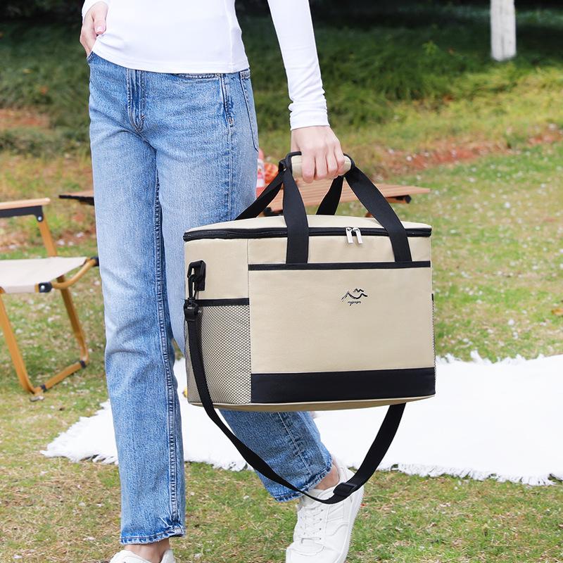 1Pc Large-Capacity Square Ice Packs Minimalist Insulated Lunch Box Bag Crossbody Fresh-Keeping Picnic Bag For Outdoor Use