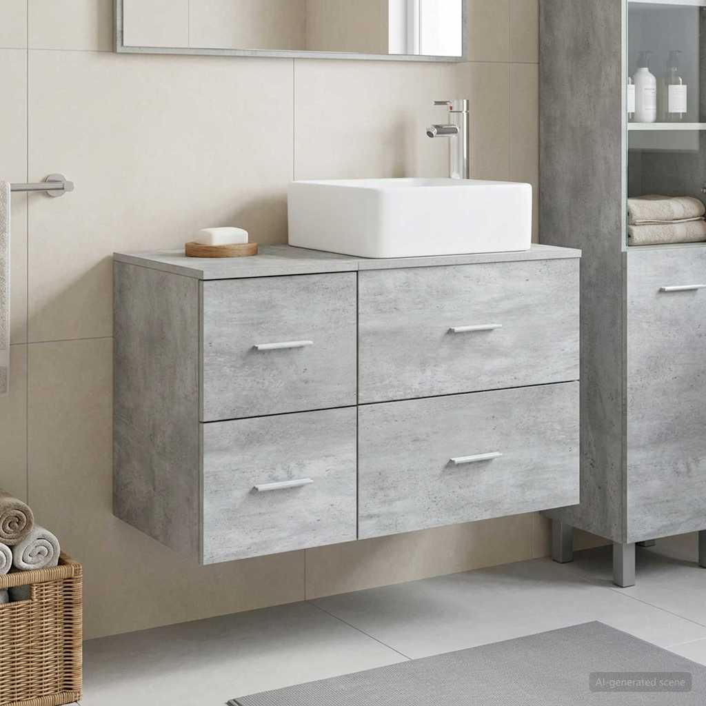 Bathroom Furniture Set 2 Pcs Concrete Grey Engineered Wood