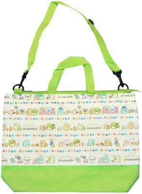 J's Planning Sumikkogurashi Otter und Camping-Tragetasche, 2-Wege, mit Reißverschluss, Grün, 31 x 42 x 7,5 cm, SBF314