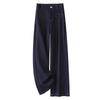 Women's Dark Blue Tencel Wide-Leg Jeans - New Spring 2025 Loose Fit, High Waist, Straight-Leg Pants