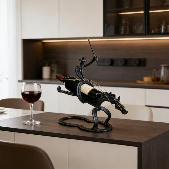 Portabottiglie da Vino Divertente Rastrelliera da Tavolo per Vino in Metallo Espositore Decorativo per Bottiglie per Bar Bancone Cucina Ingresso Soggiorno