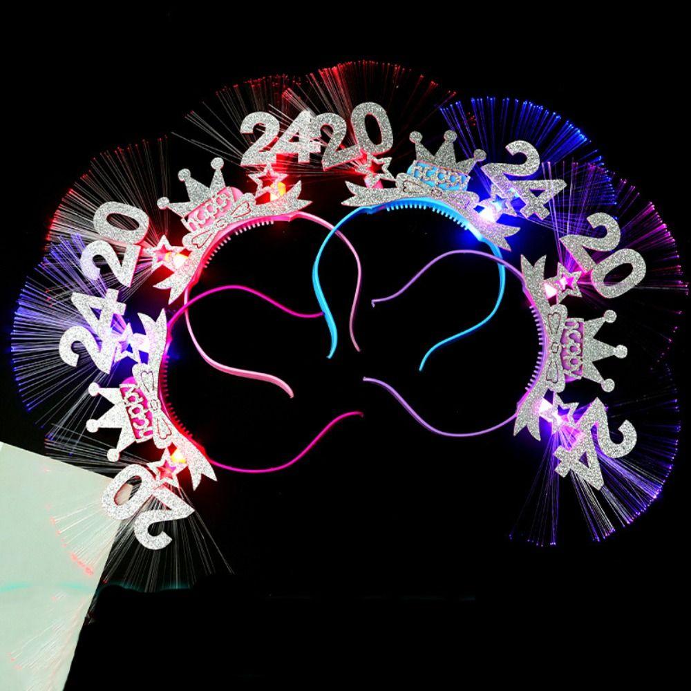 Plastic LED Glow Headpiece LED Glow New Year Headdress 2024 Happy New Year Headband New Year Gift