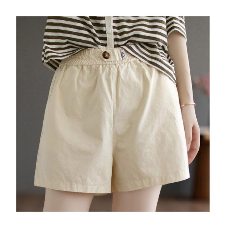 Literary Casual Pants Women's Summer Elastic Waist Wide-leg Pants Plus Size Loose Shorts