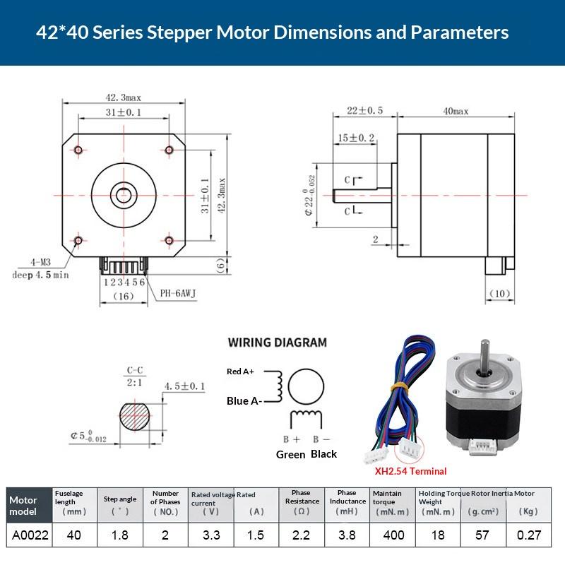 1Pcs Metal 1.0A 12V 14N.cm CNC Laser Engraver Motor 3D Printer Extruder 4 Lead For Nema 17 22mm 42 Stepper Motor 42*42*23mm