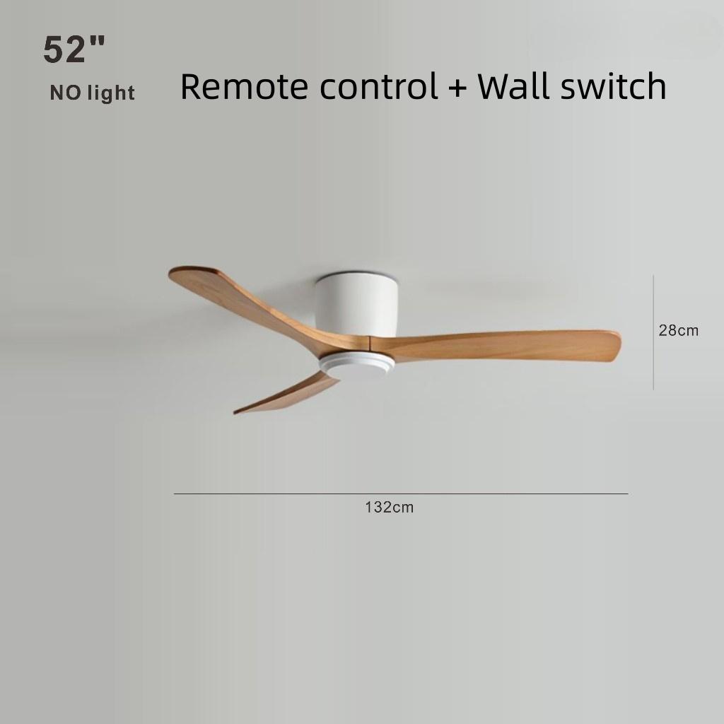 Living Room Bedroom Solid Wood Ceiling Fan Creative Villa Hotel Decoration Fan Nordic Minimalist Variable Frequency Fan