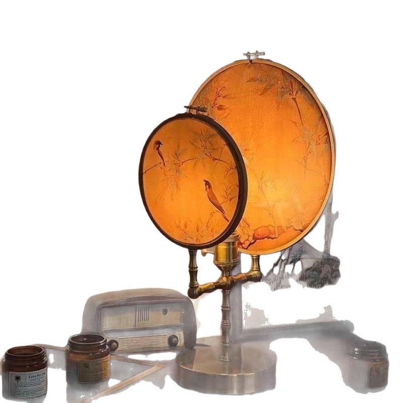 Retro Chinesische Tischlampe für Schlafzimmer und Arbeitszimmer – Dekorative Runde Fächerleuchte mit Kostenlosem Versand