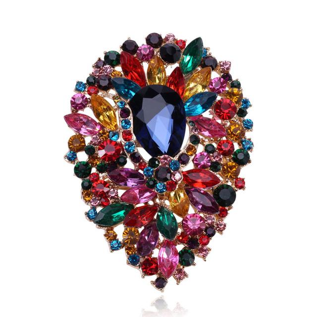 High End Ostentatious Luxury Exquisite Large Rhinestone Colored Brooch Girls Atmospheric Clothing Accessories