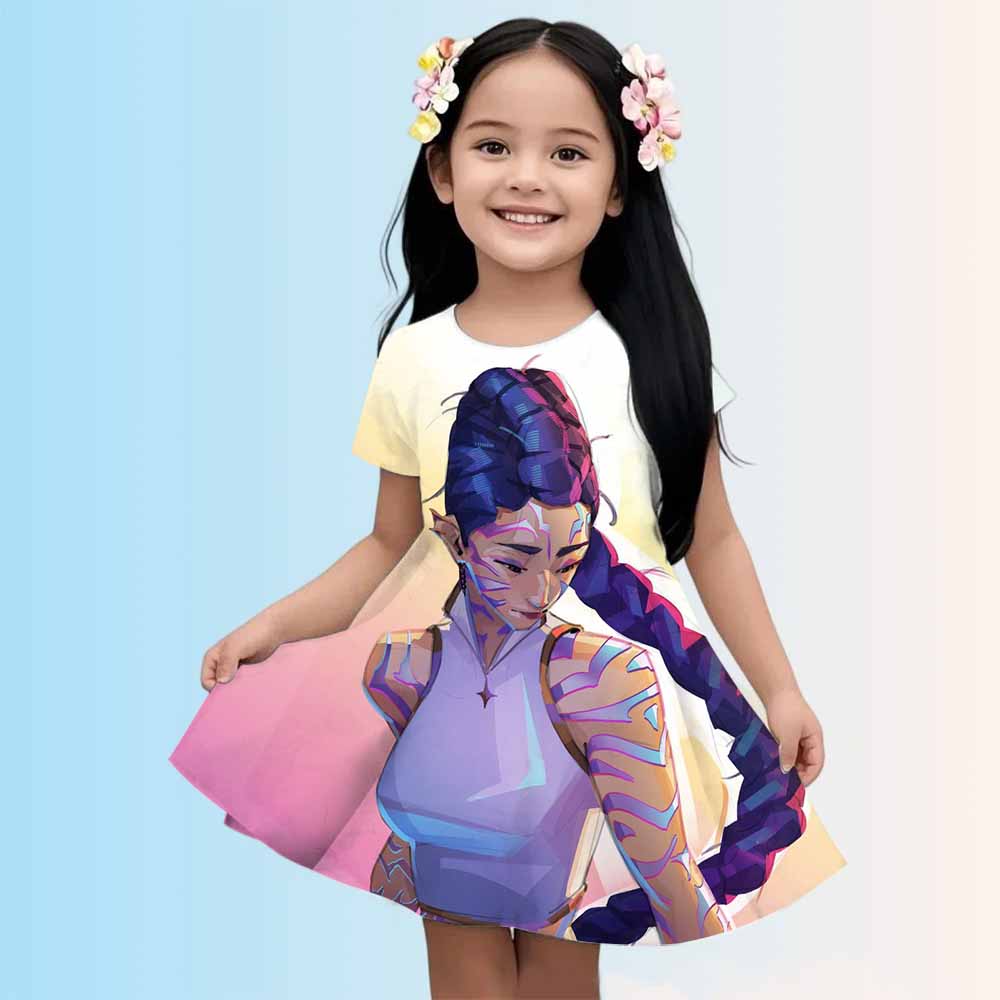 Kpop Hunter Girls 3d Devil Dress New Summer Linen Cute Casual Fashion Bestseller For Children
