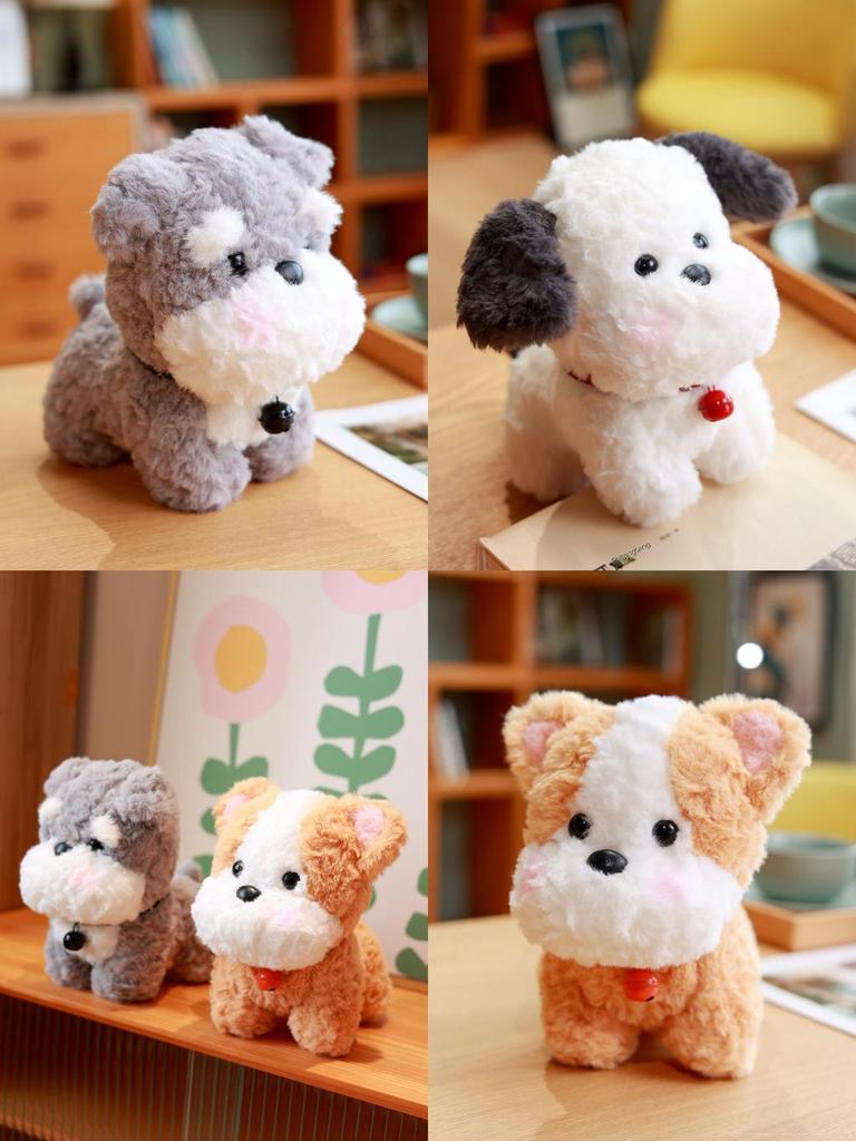 Sevimli Köpek Peluş Oyuncak Gerçekçi Köpek Tasarımı Yumuşak Kısa Kürk Çocuklar İçin Doğum Günü Hediyesi