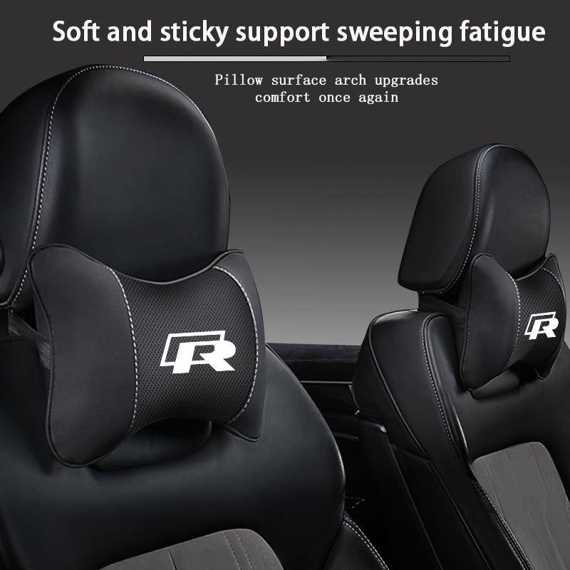 Keychain Leather Car Seat Headrest Memory Foam Comfort Neck Pillow Auto Interiors For Volkswagen VW T5 ID3 Tiguan GTI RLine Golf RB6