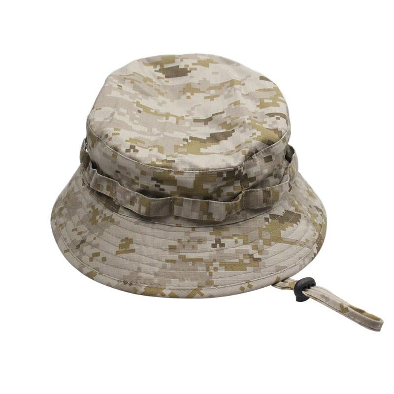 Cappello a secchiello mimetico tattico con visiera corta e tesa rotonda, cappello da pescatore mimetico stile militare, cappello da sole per escursionismo, caccia e attività all'aperto