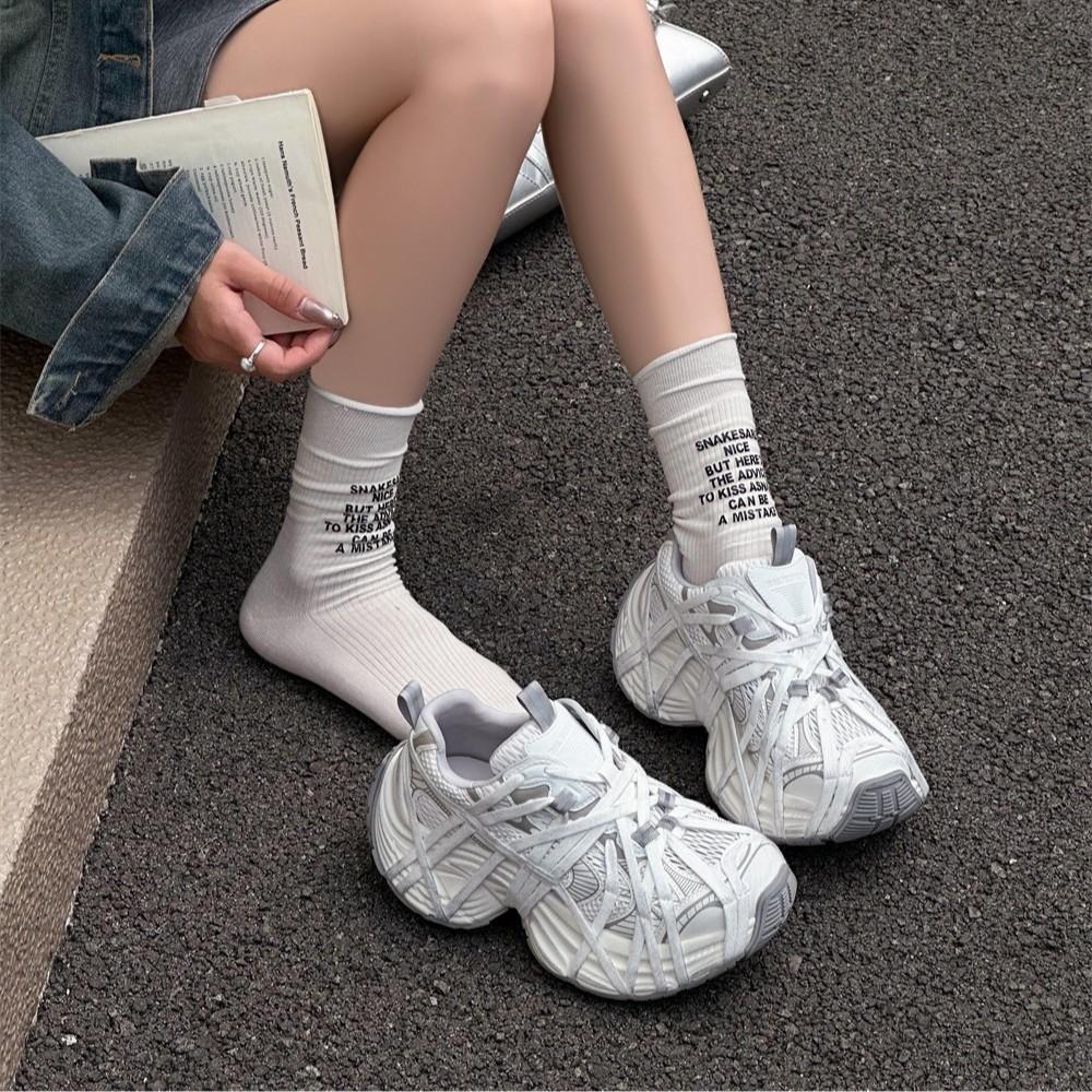 Dad Shoes Women's 2025 New Dirty Small Dirty Shoes Sneakers Muffin Platform Strap Men's Couple Casual Shoes