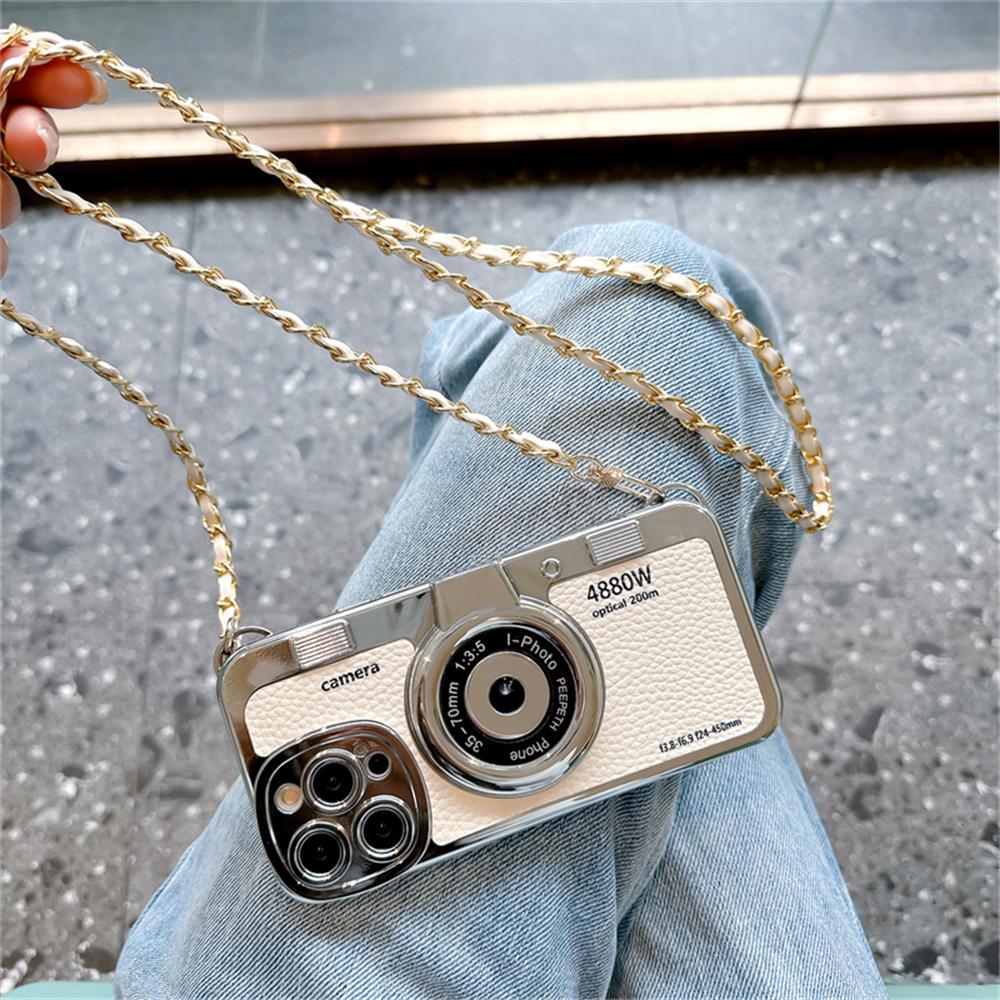 Funda de lujo para teléfono con cordón cruzado Retro 3d para Iphone 14, 13, 12, 11 Pro Max, elegante correa de cuero, funda suave a prueba de golpes