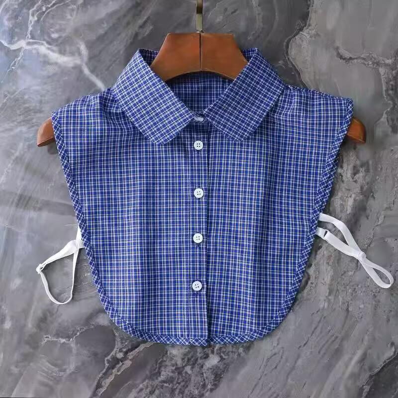 Elegant Plaid Fake Collar Women Ladies Detachable False Collars Woman Lapel Half Shirt Tie Clothes Accessories