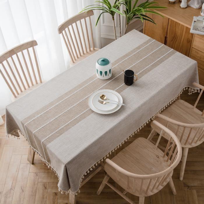 Nappe - Rectangulaire - 140x180cm - Coton Lin - Imperméable Anti Tache