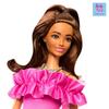 Barbie 65 Fashionista Pink Ruffle Dress Dress-Up Doll and House for Ages 3 and Up, Pink, HRH15