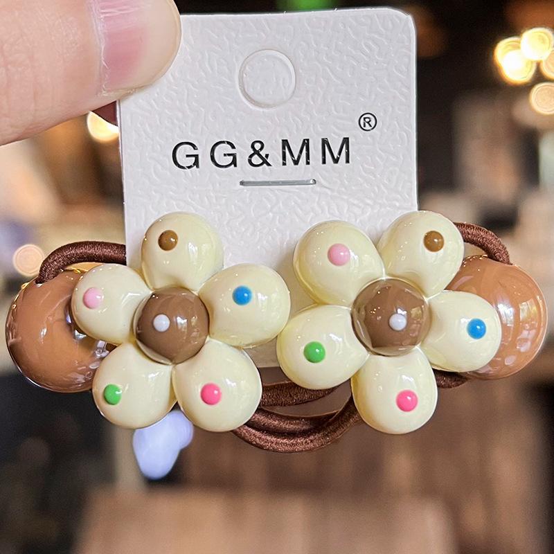 

Красочные эластичные резинки для волос в горошек для девочек, веревки для волос, головной убор с цветами, принцесса, милые, детские, для детей, новые, 2 шт.