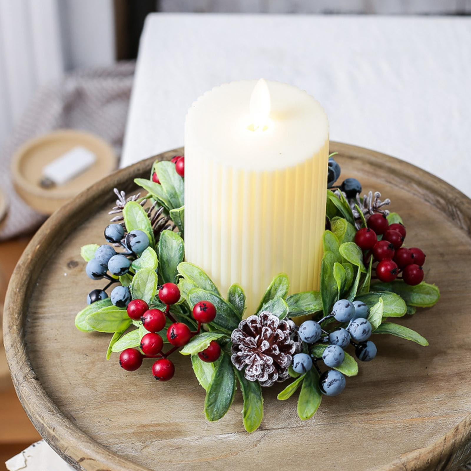 

Christmas Candle Ring Wreath Elegant Garland for Festive Cabinet Living Room White красный