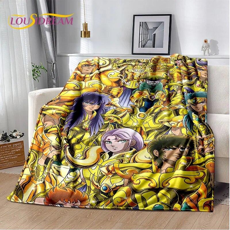 Cartoon Saint Seiya Retro Anime HD Blanket,Soft Throw Blanket for Home Bedroom Bed Sofa Picnic Travel Office Cover Blanket Kids