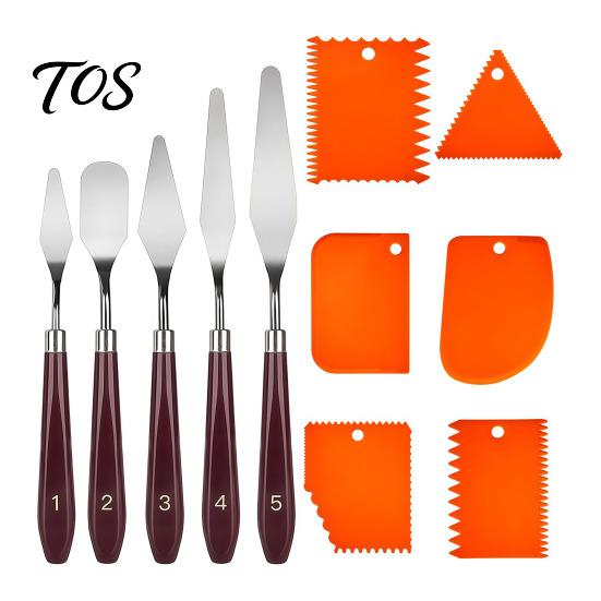 Artist Scraping Tool Kit 5Pcs Palette Knife with 6 Paint Scraper, Stainless Steel Spatula Professional Art Supply Spatulas Knife, Oil Metal Knives for