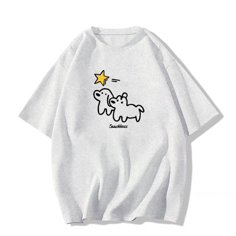 catty short-sleeved t-shirt women's pure cotton summer new cartoon printing American retro niche design top