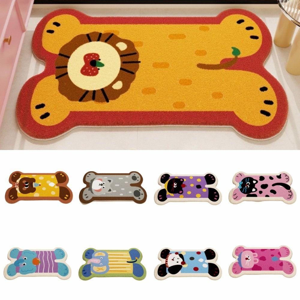 Plush Material Toilet Carpet Cartoon Design Bathroom Rug Animal Theme Foot Mat  Bathroom Use