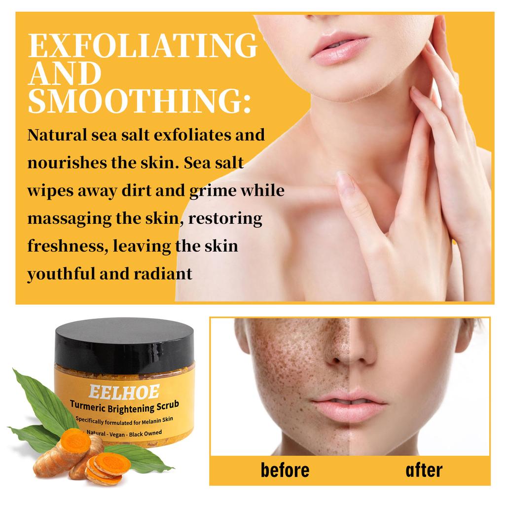 Turmeric Body Scrub Moisturizes The Skin, Deeply Cleanses and Provides A New Experience of Cleansing The Skin's Keratin and Melanin
