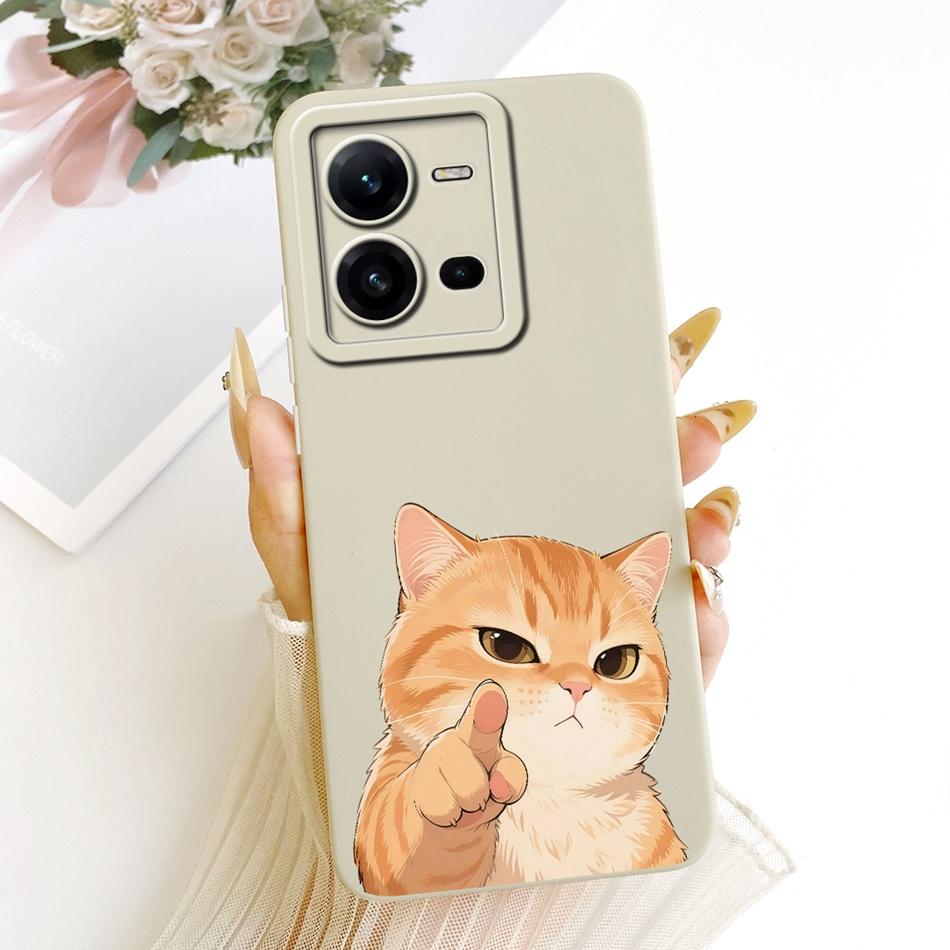 For Vivo V25 V25e 4G Cute Cat Flower Cartoon Phone Case For Vivo V25 V 25 25E V2201 V2202 Shockproof Soft Silicone Covers Bumper