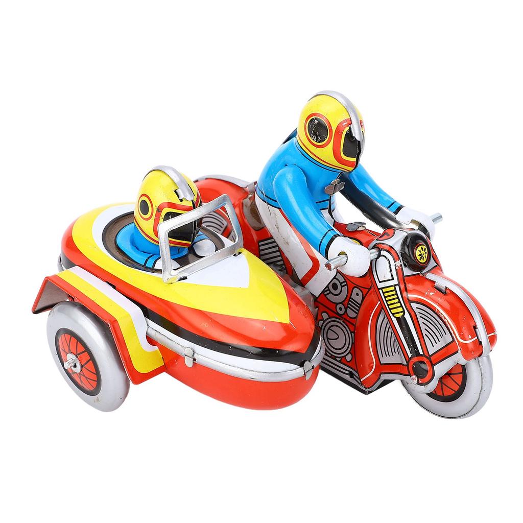 Wind Up Motorcycle Toy Iron Retro Collectible Three Wheeled Motorcycle Clockwork Vintage Toy for Des