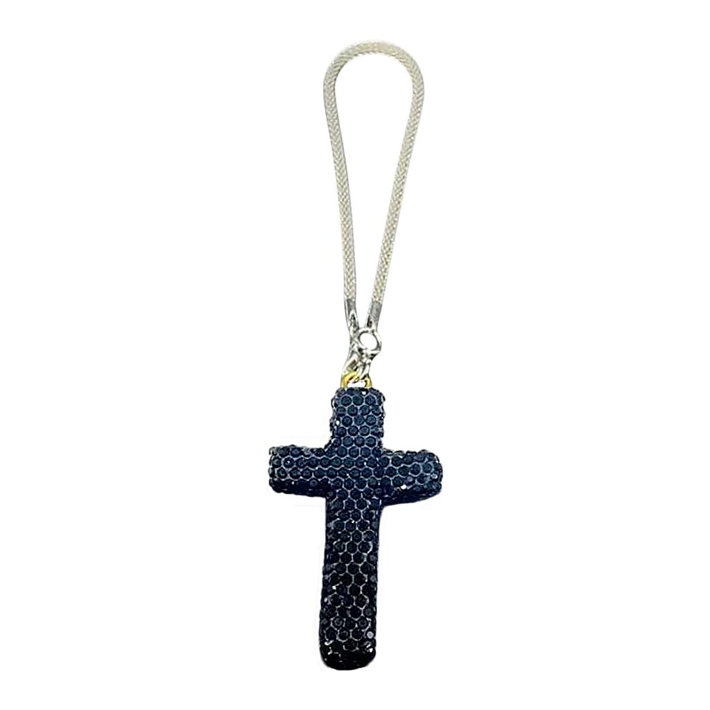 Rhinestones Embedded Clay Crucifix Hanging Charm For Cars Trucks SUVs And Indoor Decorative Use Hanging Pendant