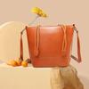First layer vegetable tanned oil wax cowhide portable women's bag new fashionable large-capacity textured shoulder crossbody bucket bag