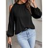 Women's Autumn and Winter New Net Colour Ruffle Half High Neck Long Sleeve Shrink Pleated Strapless Fashion Tops