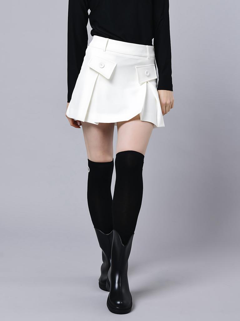 Do You Know Mc Poly Spandex Tricot Fabric Hooded Decorative Pleated White Pleated Skirt