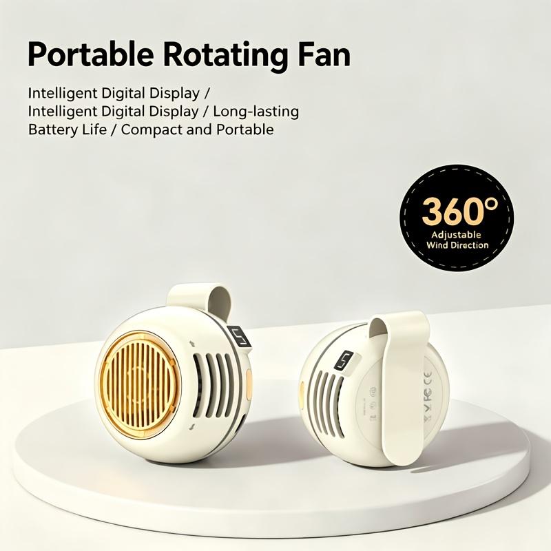 Mini Clip-On Bladeless Neck Fan USB Rechargeable 5-Speed 360° Rotatable Quiet Portable for Camping Travel Office