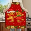 1pc Christmas Gingerbread Couple Apron | Red with Snowflake Design, Polyester Kitchen Apron, Perfect for Baking and Cooking, Ide
