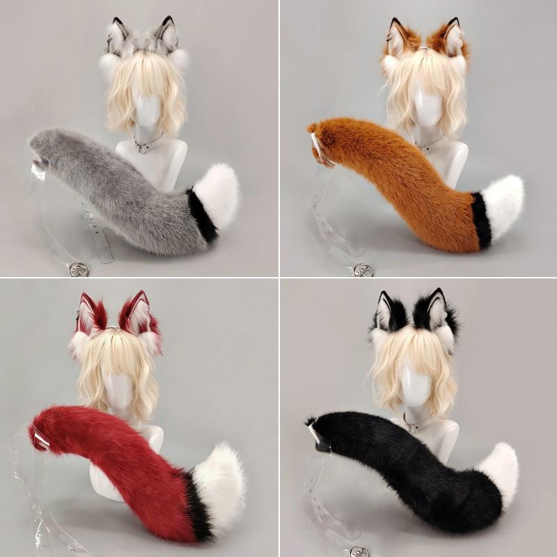 Y2K Anime Wolfsohr Stirnband Schwanz Set Cosplay Kostüm Party Tier Rollenspiel Plüsch Accessoire