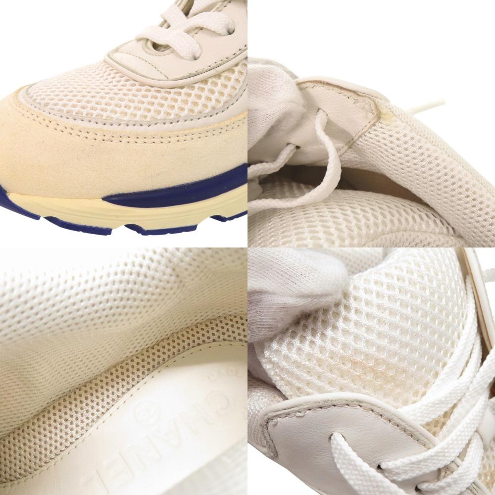 Used AUTHENTIC CHANEL G26582 CC Mark Sneakers White/Multicolore Leather/Suede