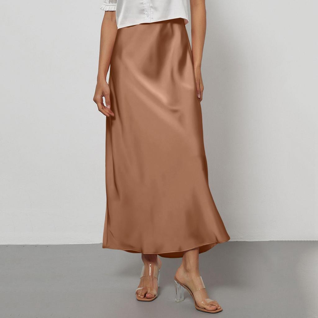 Fustă satin elegantă texturată pentru femei, rochie midi mulată, cu drapaje