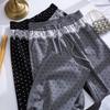 Women's High Waist Polka Dot Wide Leg Pants with Lace Trim - 2025 Spring Collection
