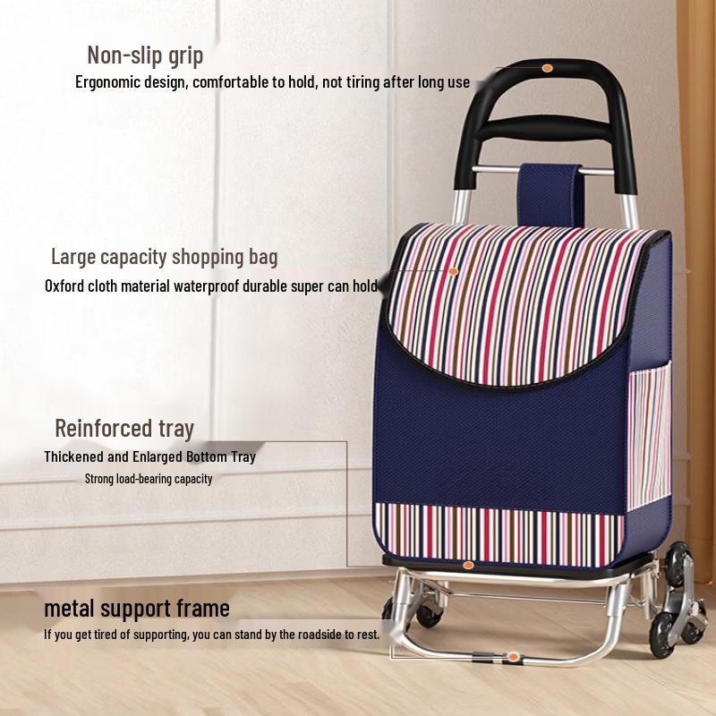 Portable Folding Shopping Cart with Thickened Frame