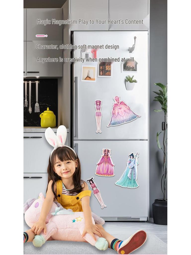 Ye Luoli Dress-Up Show: Magnetic Sticker Set for Girls Ages 3-6 - Princess Dress-Up Educational Toy