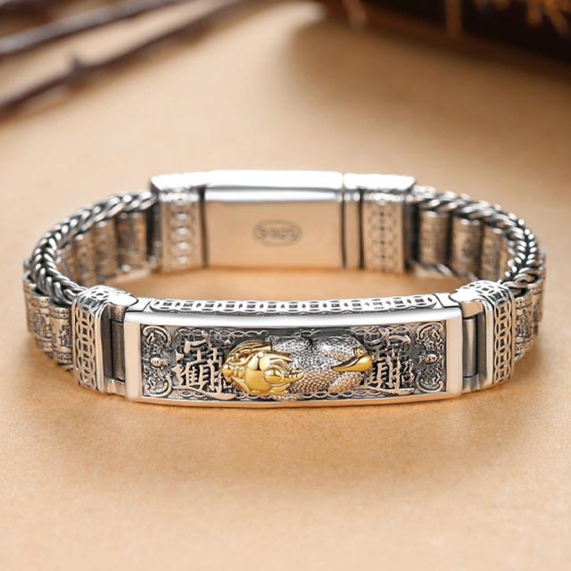 

Модные новые продукты, благословение удачи, храбрые войска, серебряный браслет с паспарту, мужские бусины для богатства, Ins, индивидуальный тренд 22cm