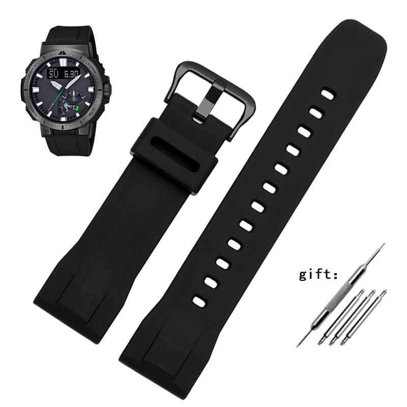 

For Casio PROTREK mountain Climbing series PRW-60/PRW-70/PRW-50Y Stainless steel metal watch strap 23mmBlack silver watch band 23mm