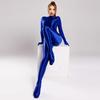 Women's Glossy Long Sleeve Gymnastics Leotard - Body Sculpting Yoga Jumpsuit