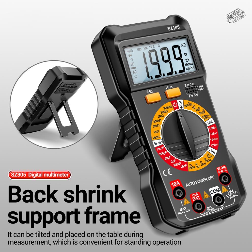 SZ305 Multimeter  Tor Testers Professional 1  Counts Smart Voltmeter Ohm Meter Fast Accurately Measures Voltage Current Resistance