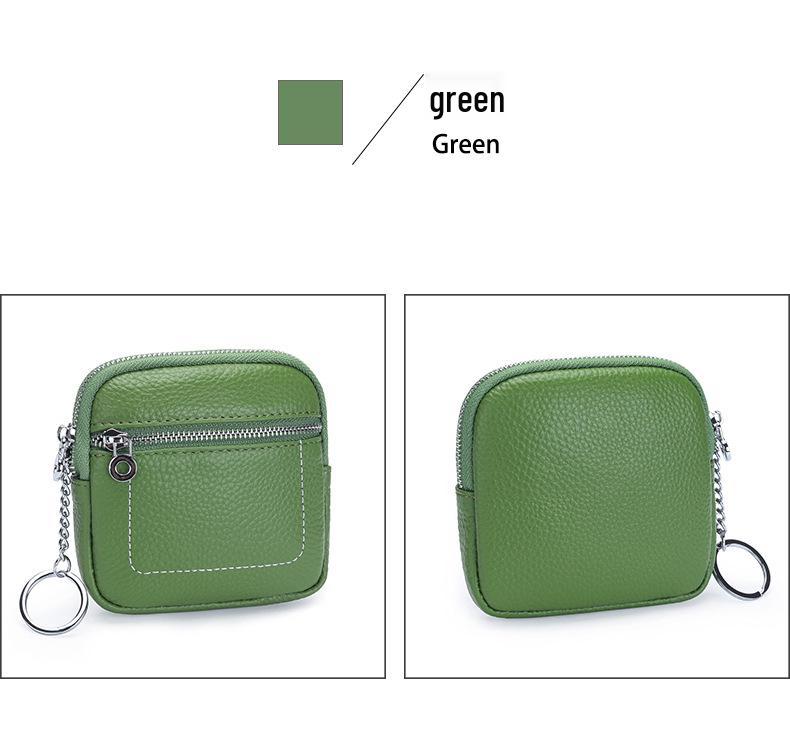 Women's Genuine Leather Mini Coin Purse with Zipper - Compact Storage for Driver's License, Lipstick, and Earphones.