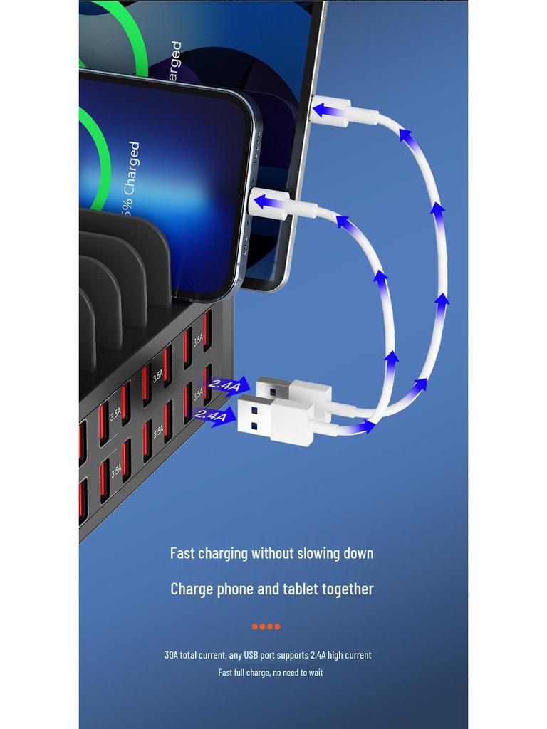 16-Port High Power USB Charging Dock Stand (150W) for Mobile Devices